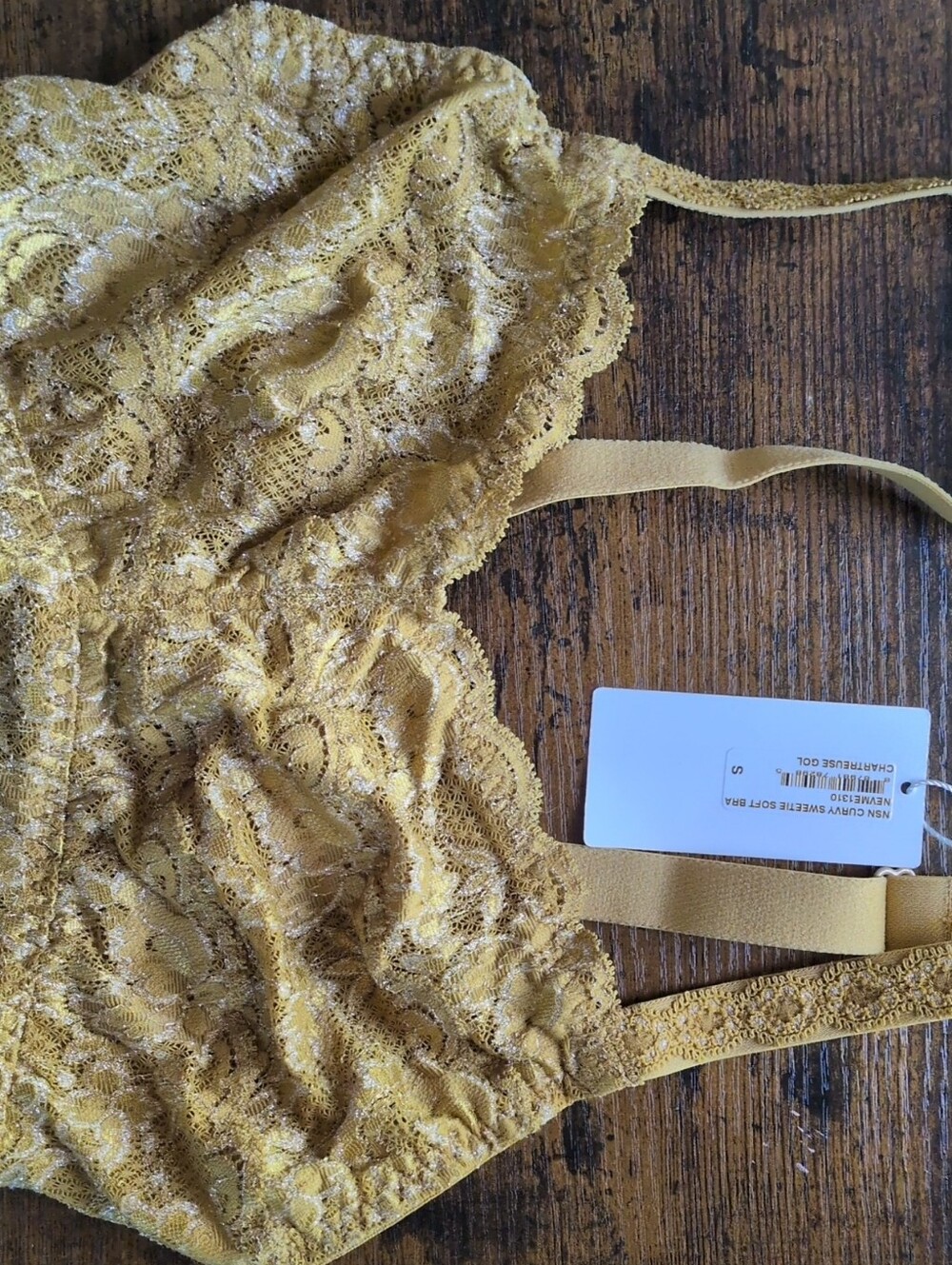 Lace Bralette in Mustard Yellow - Women's Intimates.  CURVY SMALL